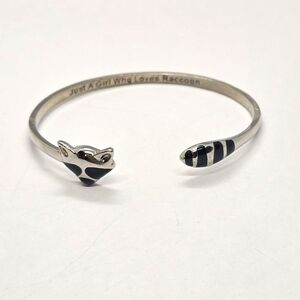 "Just a Girl who Loves Raccoons" Engraved Cuff Bracelet